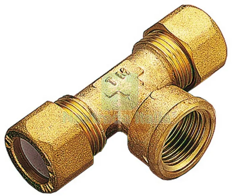 10PZ TEE OTTONE DUE BICONI - F/GAS 14X1/2 — Tubi e raccordi — rif. FERX.26634