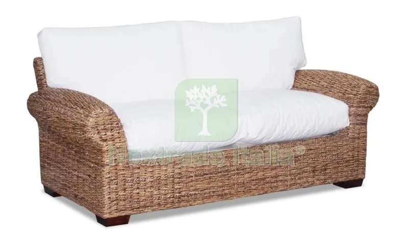 Divano "luna" in Abaca 2 Posti con Cuscino Ecru — Arredo — rif. FERX.27010 Divano "luna" in Abaca 2 Posti con Cuscino Ecru — Arredo — rif. FERX.27010