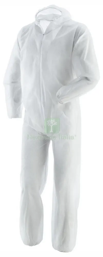 TUTA DA LAVORO MONOUSO COLORE BIANCO TG.XL 40GR. — Protezioni corpo — rif. FERX.27719 TUTA DA LAVORO MONOUSO COLORE BIANCO TG.XL 40GR. — Protezioni corpo — rif. FERX.27719