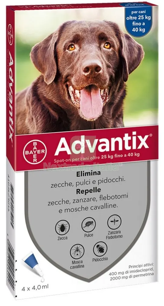Bayer Advantix Spot ON 4 Pipette Cani KG. 25-40 — Cani — rif. FERX.29088 Bayer Advantix Spot ON 4 Pipette Cani KG. 25-40 — Cani — rif. FERX.29088