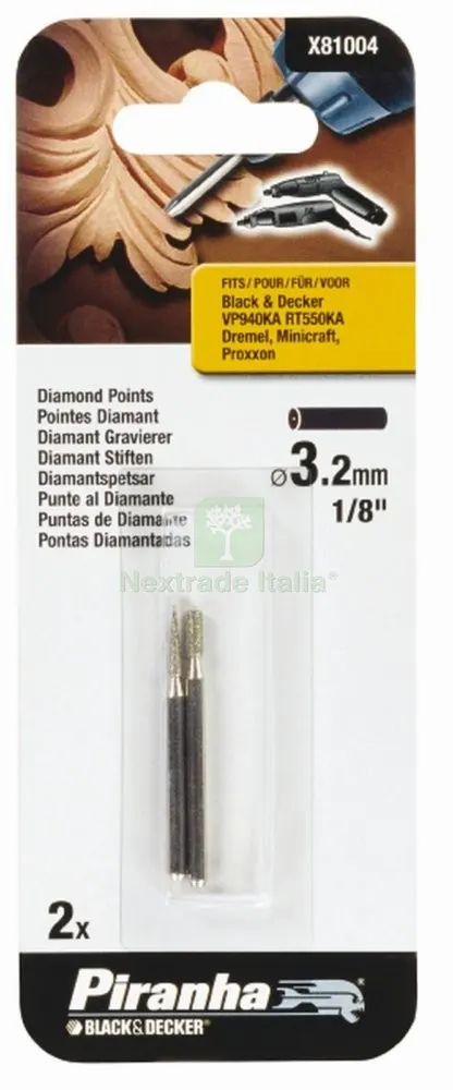 PIRANHA X81004 2 PUNTE AL DIAMANTE — Punte, frese e dischi — rif. FERX.29919 PIRANHA X81004 2 PUNTE AL DIAMANTE — Punte, frese e dischi — rif. FERX.29919