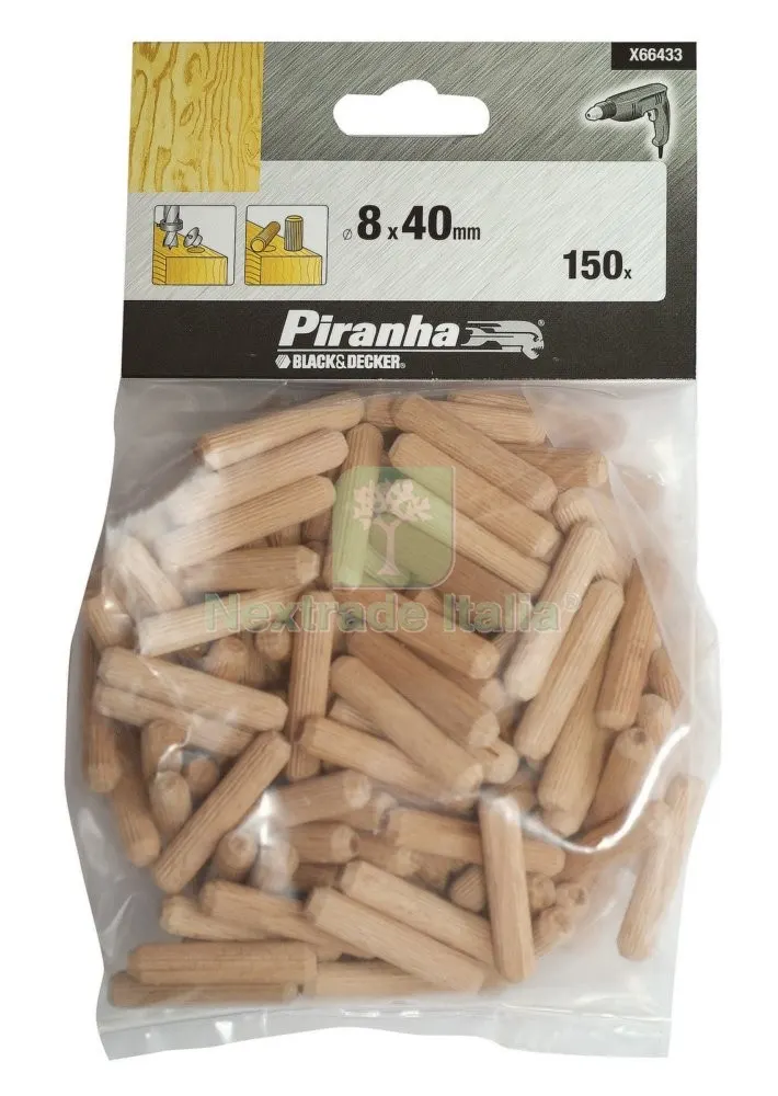 PIRANHA X66433 150 PERNI IN LEGNO MM.8 — Tubi e raccordi — rif. FERX.33126