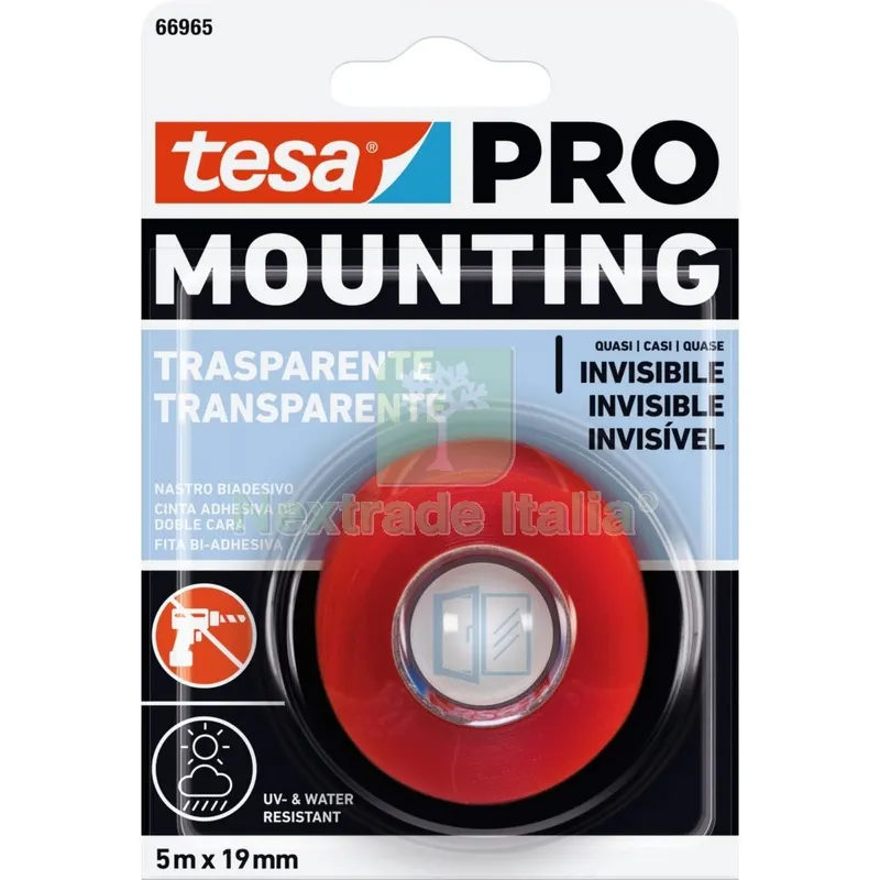 12PZ TESA NASTRO BIADESIVO MOUNTING PRO TRASPARENTE MT5X19MM. — Adesivi e sigillanti — rif. FERX.3319