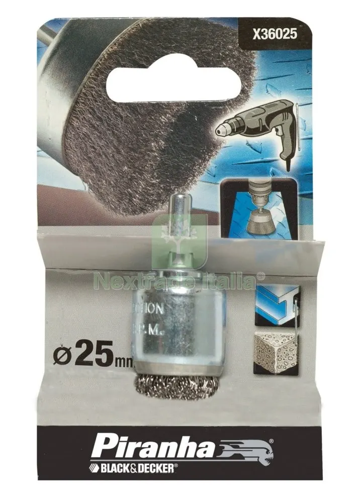 PIRANHA X36025 SPAZZOLA ACCIAIO A TAZZA DIAMETRO 25 — Tubi e raccordi — rif. FERX.33347