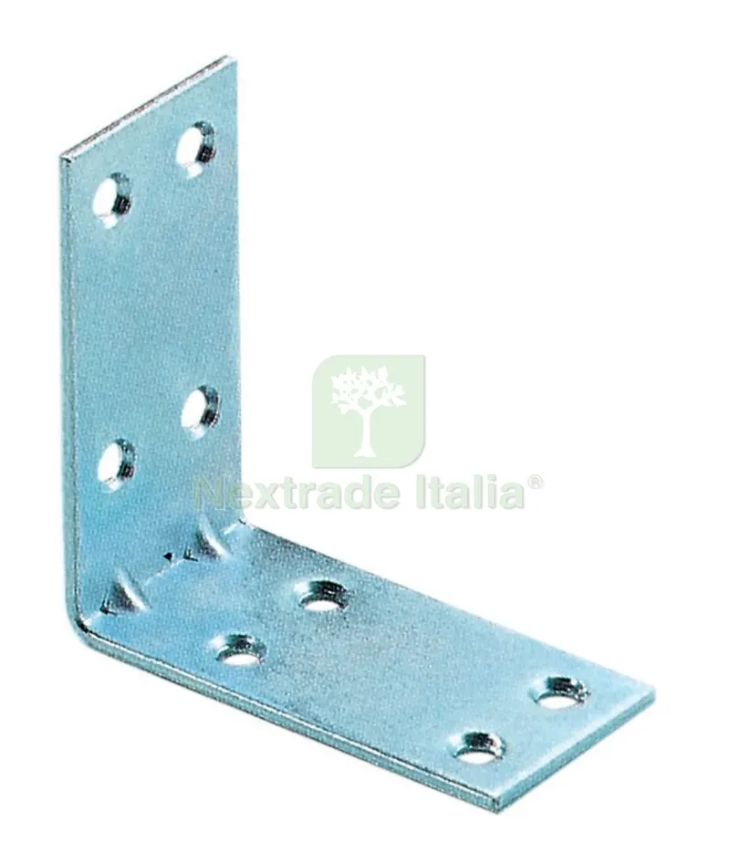 50PZ PIASTRINA ZINCATO AD ANGOLO 8 FORI 40X40 MM — Piastre e angolari — rif. FERX.33357