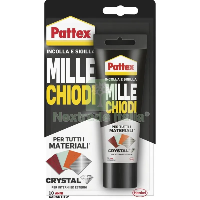 12PZ PATTEX MILLECHIODI CRYSTAL TUBETTO 90 GR. — Chiodi e graffe — rif. FERX.3452 12PZ PATTEX MILLECHIODI CRYSTAL TUBETTO 90 GR. — Chiodi e graffe — rif. FERX.3452