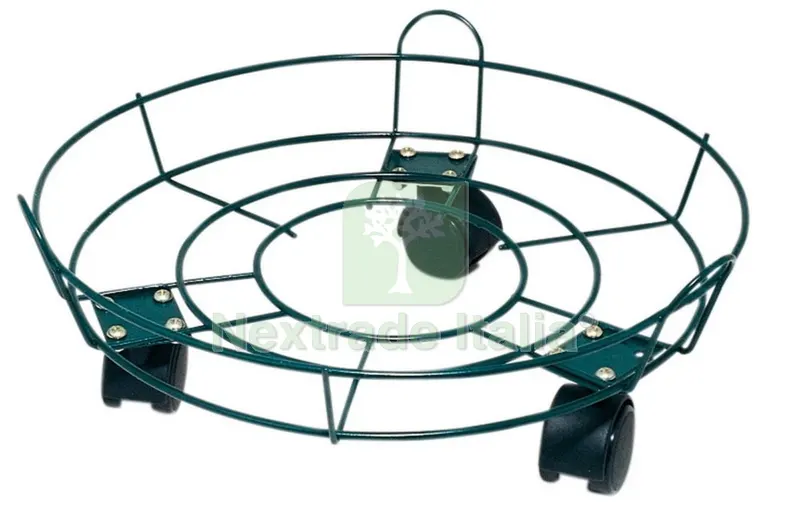 12PZ Sottovaso in Filo Verde con Ruote Diametro 32 — Vasi e fioriere — rif. FERX.34864