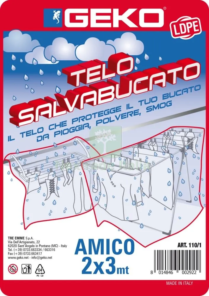 28PZ TELONE ANTIPIOGGIA IN POLIETILIETINE TRASPARENTE "AMICO" MT.3X2 — Teli e teloni — rif. FERX.34868 28PZ TELONE ANTIPIOGGIA IN POLIETILIETINE TRASPARENTE "AMICO" MT.3X2 — Teli e teloni — rif. FERX.34868