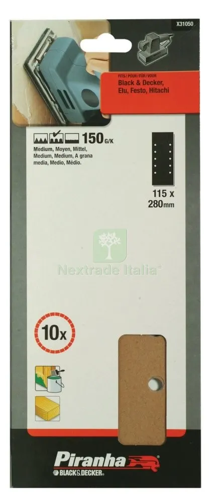 PIRANHA X31050 10 FOGLI FORATI 115X280 GR.150 — Tubi e raccordi — rif. FERX.35153