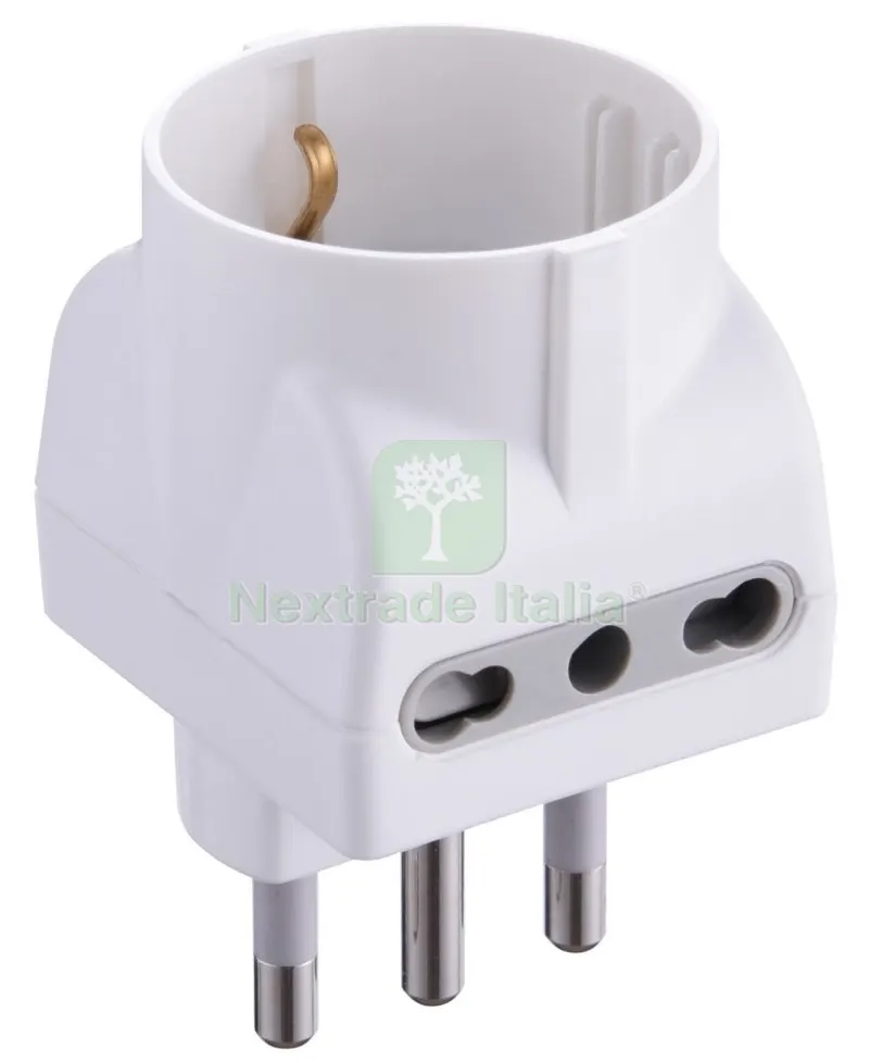 25PZ ADATTATORE TRIPLO 16A-2 PRESE BIPASSO +1 SCHUKO FIGURA 11 BIANCA — Raccordi in ghisa e figure — rif. FERX.36128