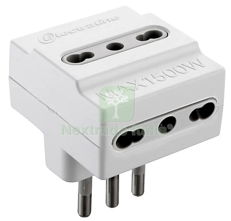25PZ ADATTATORE TRIPLO 16A-3 PRESE BIPASSO ASSO FIGURA 10 BIANCO — Raccordi in ghisa e figure — rif. FERX.36225