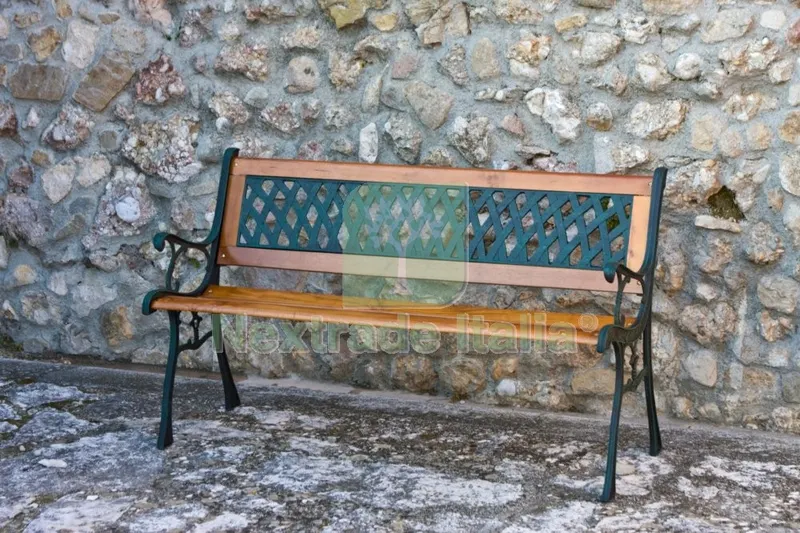 Panchina in Ghisa-Legno "losanghe" Verde ANT. — Tempo libero outdoor — rif. FERX.36391 Panchina in Ghisa-Legno "losanghe" Verde ANT. — Tempo libero outdoor — rif. FERX.36391