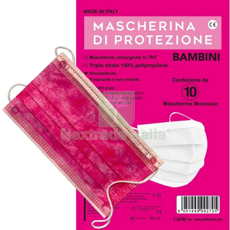 Mascherina Chirurgica Bambina Colore Rosa PZ 10 — Protezioni corpo — rif. FERX.3702 Mascherina Chirurgica Bambina Colore Rosa PZ 10 — Protezioni corpo — rif. FERX.3702