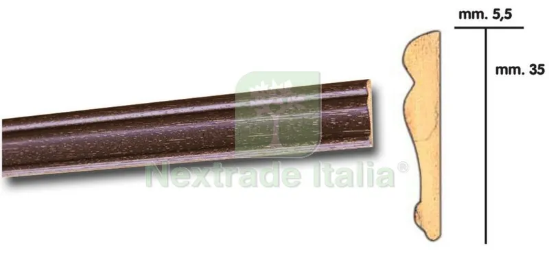 25PZ CORNICE PER PARATI 5,5X35 BAROCCO 200 CM NOCE SCURO — Isolanti e reti — rif. FERX.37066