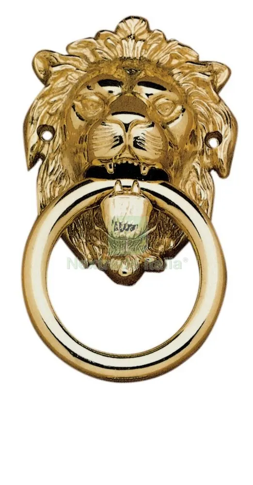 2PZ Battente "leone con Anello" Ottone Lucido MM.155 — Ferramenta porte e finestre — rif. FERX.37110 2PZ Battente "leone con Anello" Ottone Lucido MM.155 — Ferramenta porte e finestre — rif. FERX.37110