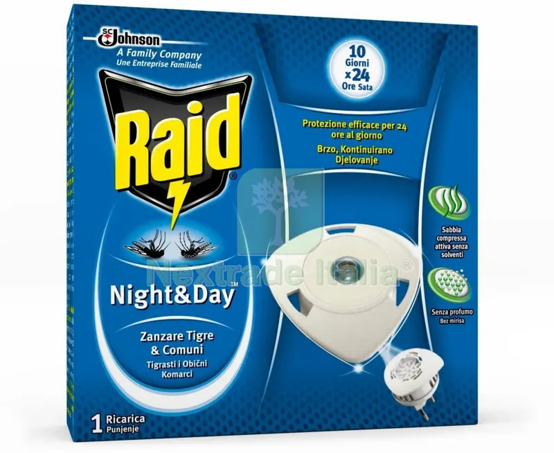 12PZ RAID NIGHT&DAY ZANZARE 1 RICARICA — Protezione piante e sementi — rif. FERX.3767 12PZ RAID NIGHT&DAY ZANZARE 1 RICARICA — Protezione piante e sementi — rif. FERX.3767