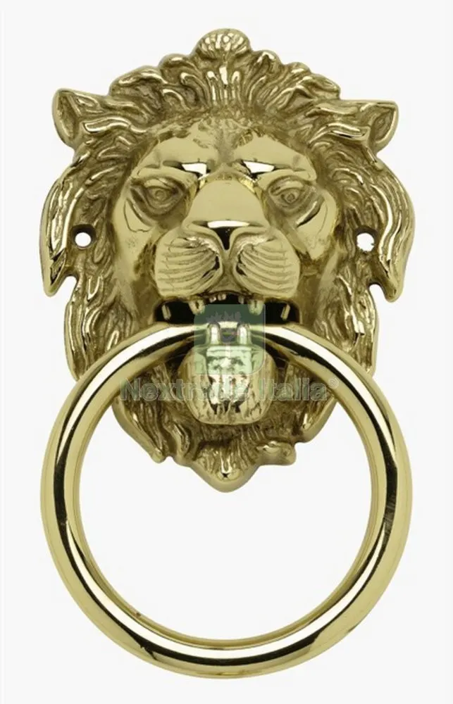 2PZ BATTENTE "LEONE CON ANELLO" OTTONE ANTICATO MM.155 — Ferramenta porte e finestre — rif. FERX.38047 2PZ BATTENTE "LEONE CON ANELLO" OTTONE ANTICATO MM.155 — Ferramenta porte e finestre — rif. FERX.38047