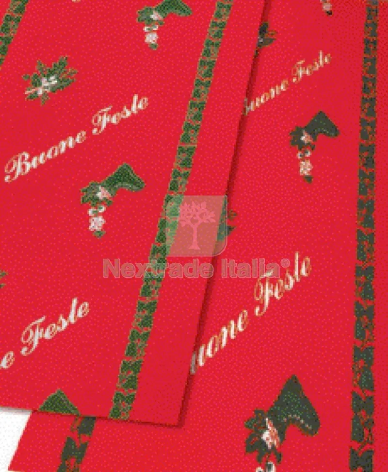 50ML PASSATOIA BUONE FESTE H 100 CM FONDO ROSSO — Tessili e biancheria casa — rif. FERX.38290