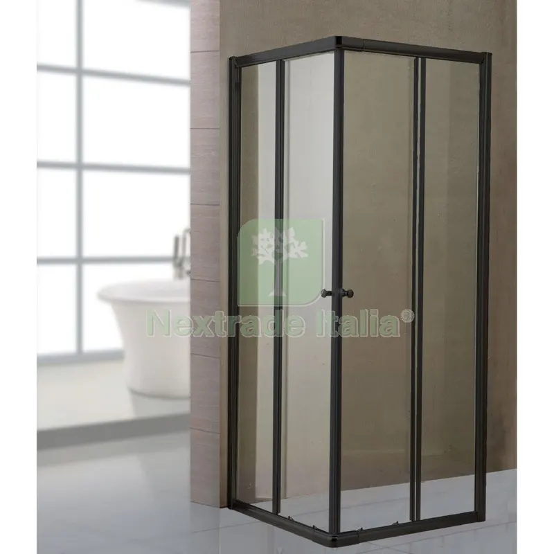Box Doccia Cristallo Trasparente MM.6 CM.80X120 Colore Nero Opaco — Accessori bagno — rif. FERX.3835 Box Doccia Cristallo Trasparente MM.6 CM.80X120 Colore Nero Opaco — Accessori bagno — rif. FERX.3835