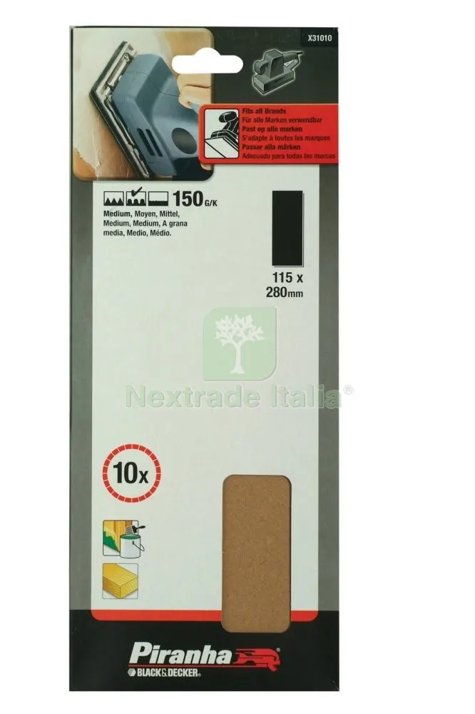 Piranha X31010 10 Fogli 115X280 GR.150 — Tubi e raccordi — rif. FERX.38455