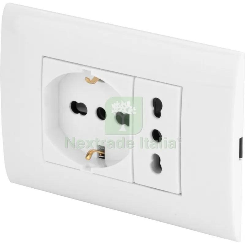 Polypool PP6094X PLACCA+ Supporto + Presa Bipasso + Presa .bipasso Schuko Bianca — Illuminazione — rif. FERX.4005 Polypool PP6094X PLACCA+ Supporto + Presa Bipasso + Presa .bipasso Schuko Bianca — Illuminazione — rif. FERX.4005