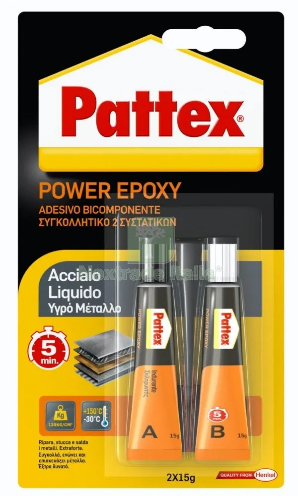 6PZ PATTEX ACCIAIO LIQUIDO TUBO GR.30 — Adesivi e sigillanti — rif. FERX.4026 6PZ PATTEX ACCIAIO LIQUIDO TUBO GR.30 — Adesivi e sigillanti — rif. FERX.4026