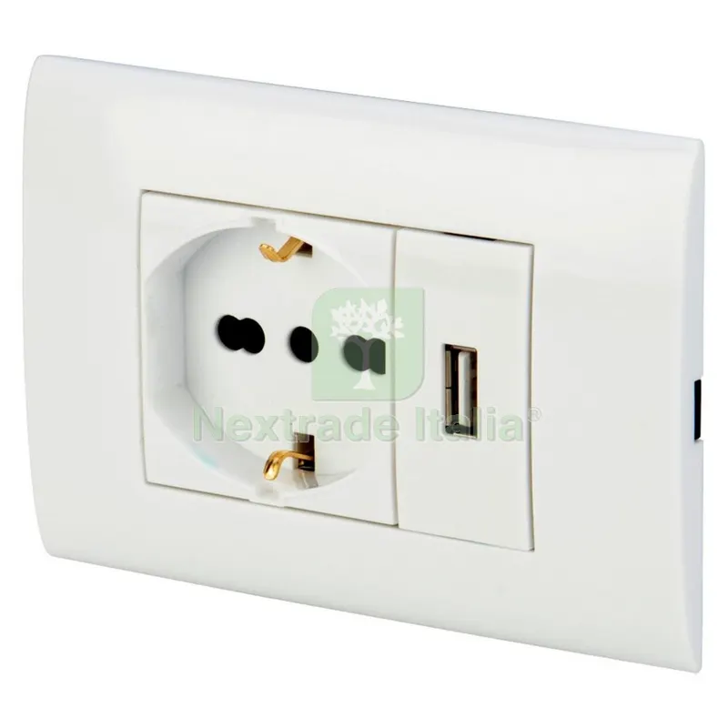 Polypool PP6096X PLACCA+SUPPORTO + Presa USB + Presa Bipasso Schuko Bianca — Illuminazione — rif. FERX.4027 Polypool PP6096X PLACCA+SUPPORTO + Presa USB + Presa Bipasso Schuko Bianca — Illuminazione — rif. FERX.4027