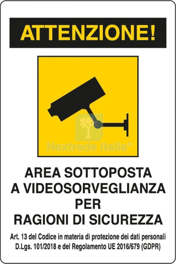 10PZ Targa "area Sotto Videosorveglianza 180X120 MM Adesiva — Elettronica e TV — rif. FERX.40870