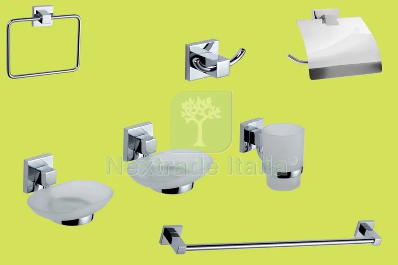 4CF SERIE BAGNO PZ.7 CROMO "GEO" — Accessori bagno — rif. FERX.41123 4CF SERIE BAGNO PZ.7 CROMO "GEO" — Accessori bagno — rif. FERX.41123