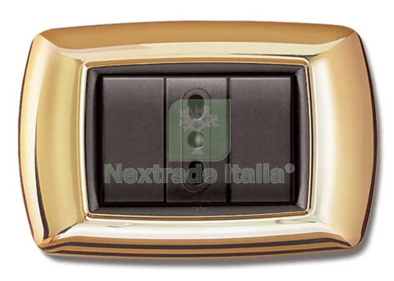 10PZ PLACCA LIFE MOD. LIVING PLASTICA ORO 3 POSTI — Interruttori e prese — rif. FERX.41550