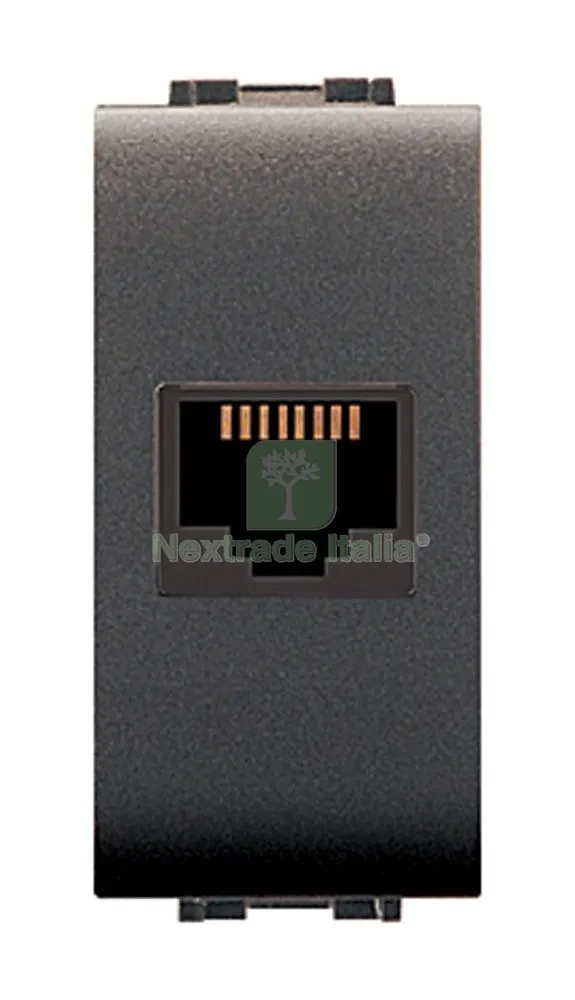 12PZ LIFE ART. 4084 PRESA TELEFONICO RJ11 PLUG 6/4 NERO — Interruttori e prese — rif. FERX.41675