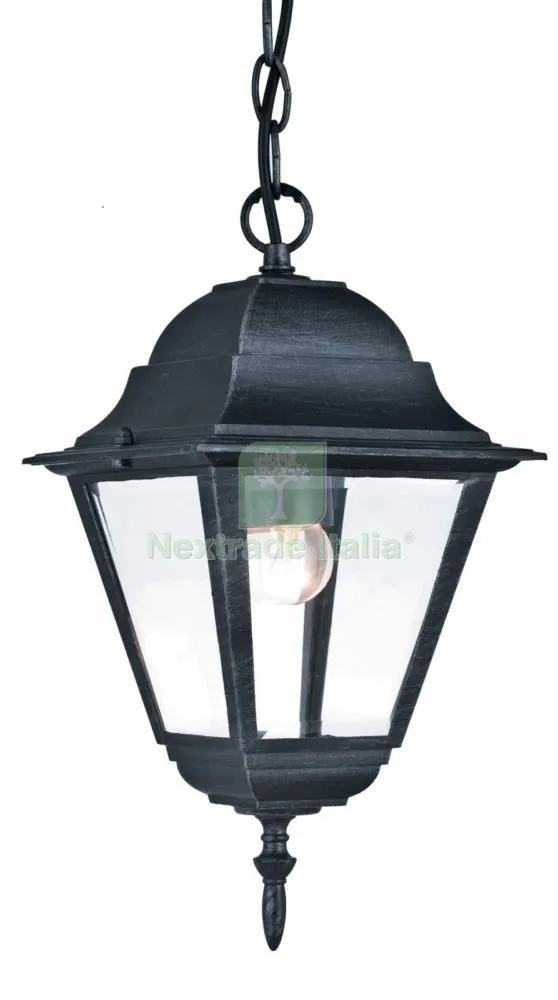 4PZ Lanterna "NEW York" con Catena Grigio Ghisa Anticato — Illuminazione — rif. FERX.42740 4PZ Lanterna "NEW York" con Catena Grigio Ghisa Anticato — Illuminazione — rif. FERX.42740