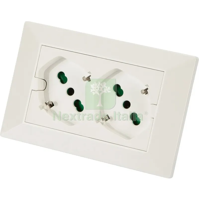 FME ART. 42100 Multipresa da Incasso 2 Prese-Bipasso -SCHUKO Opera Plus Bianca — Interruttori e prese — rif. FERX.444