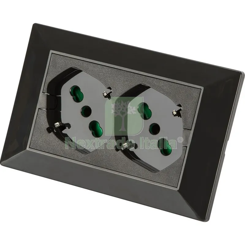 FME ART. 42101 Multipresa da Incasso 2 Prese-Bipasso -SCHUKO Opera Plus Nera — Interruttori e prese — rif. FERX.446 FME ART. 42101 Multipresa da Incasso 2 Prese-Bipasso -SCHUKO Opera Plus Nera — Interruttori e prese — rif. FERX.446