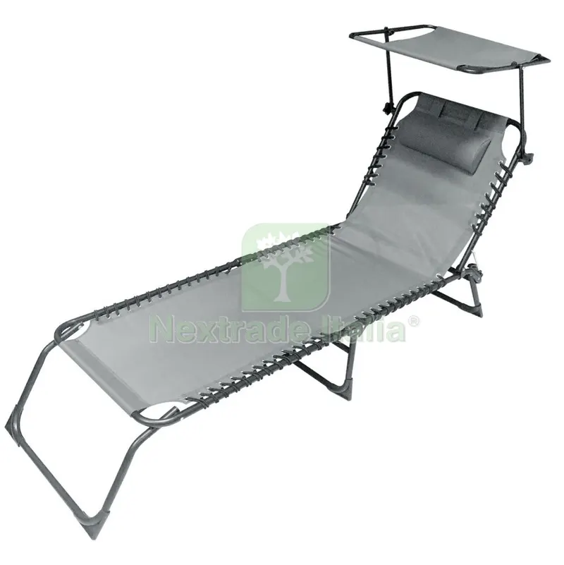 2PZ Lettino con Tetto e Cuscino Modello Greek Grey — Tempo libero outdoor — rif. FERX.45102