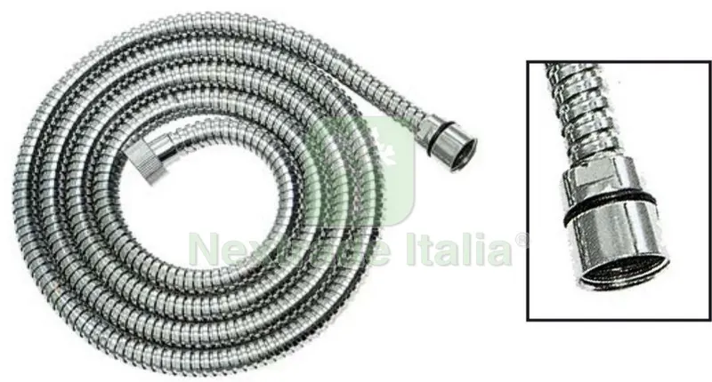6PZ FLESSIBILE DOCCIA"ERCOLE"IN OTTONE CROMATO DOPPIA AGGRAFFATURA CM.200 — Rubinetti e valvole — rif. FERX.4521 6PZ FLESSIBILE DOCCIA"ERCOLE"IN OTTONE CROMATO DOPPIA AGGRAFFATURA CM.200 — Rubinetti e valvole — rif. FERX.4521