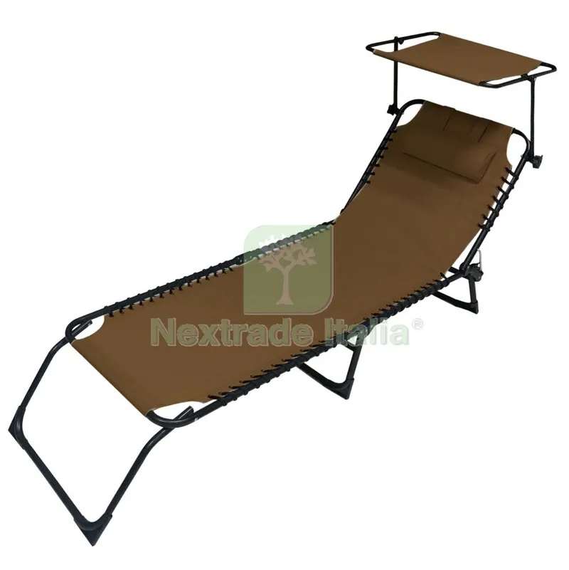 2PZ Lettino con Tetto e Cuscino Modello Greek Tabacco — Tempo libero outdoor — rif. FERX.4533 2PZ Lettino con Tetto e Cuscino Modello Greek Tabacco — Tempo libero outdoor — rif. FERX.4533