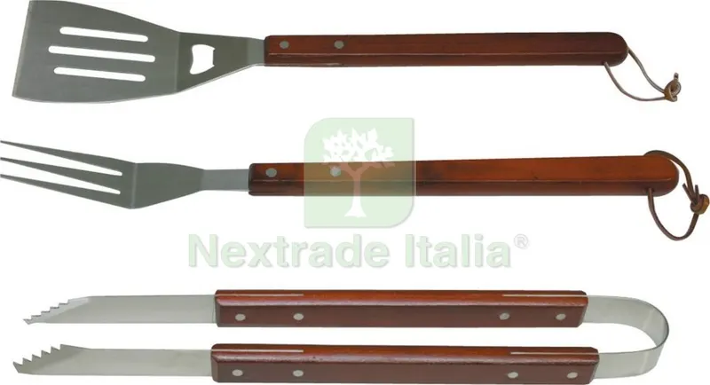 Set 3 Pezzi Manico Legno per Barbecue — Tempo libero outdoor — rif. FERX.4667 Set 3 Pezzi Manico Legno per Barbecue — Tempo libero outdoor — rif. FERX.4667