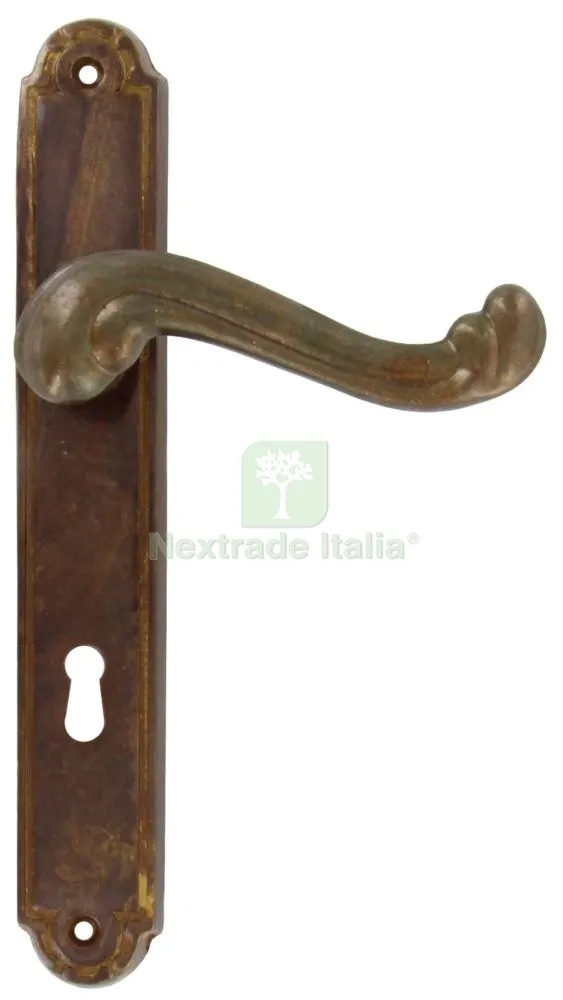 4PZ MANIGLIA OTTONE BRONZATO BAROCCO QUADRO 8/70 — Maniglie e pomelli — rif. FERX.4725