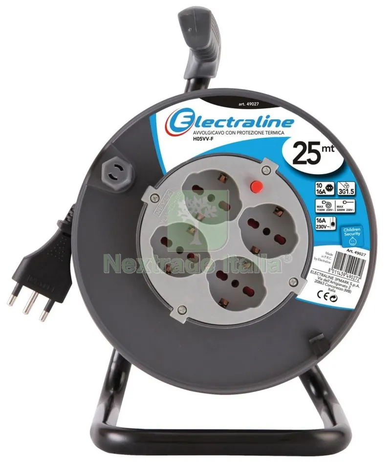 Avvolgicavo ML.25 3X1,5 4BIPASSO Schuko +PROTEZ./49027 — Illuminazione — rif. FERX.4756