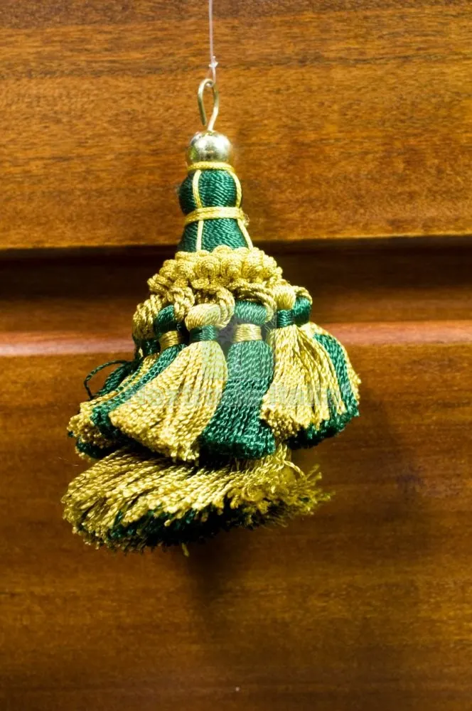 6PZ Fiocco per Tenda Shantou 9 CM Verde e Oro — Casalinghi e organizzazione — rif. FERX.49711