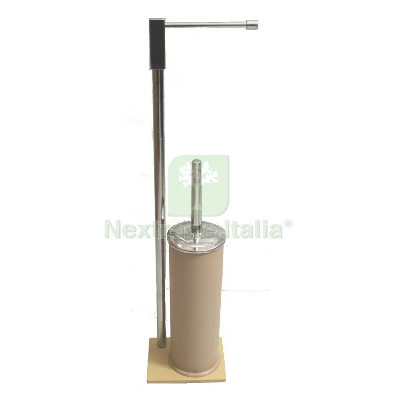 Piantana con PORTAROTOLO+SCOPINO Easy Beige Opaco — Accessori bagno — rif. FERX.500046 Piantana con PORTAROTOLO+SCOPINO Easy Beige Opaco — Accessori bagno — rif. FERX.500046