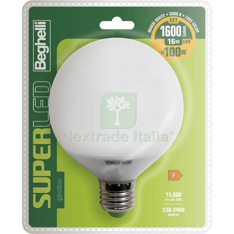 5PZ Beghelli LED 56899BL Globo E27 16W Fredda 6500K — Illuminazione — rif. FERX.500050