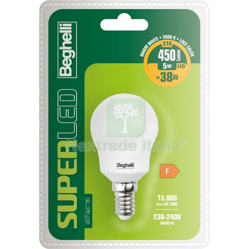 5PZ Beghelli LED 56890BL Sfera E14 5W Calda 3000K — Illuminazione — rif. FERX.500055 5PZ Beghelli LED 56890BL Sfera E14 5W Calda 3000K — Illuminazione — rif. FERX.500055