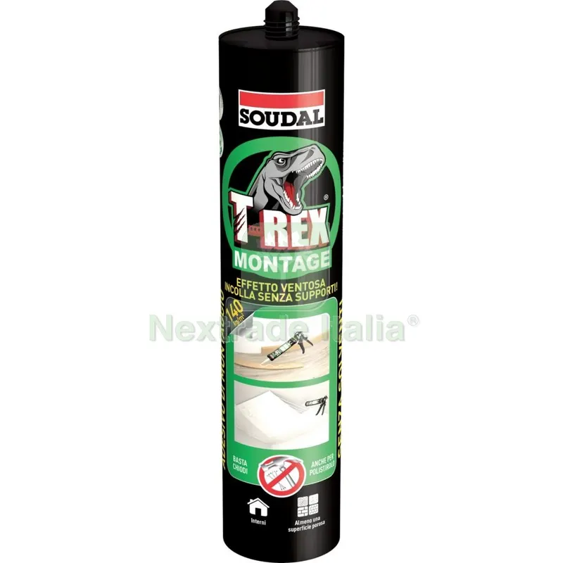 4PZ Soudal Adesivo di Montaggio T-REX Cartuccia 380 G — Adesivi e sigillanti — rif. FERX.500315 4PZ Soudal Adesivo di Montaggio T-REX Cartuccia 380 G — Adesivi e sigillanti — rif. FERX.500315