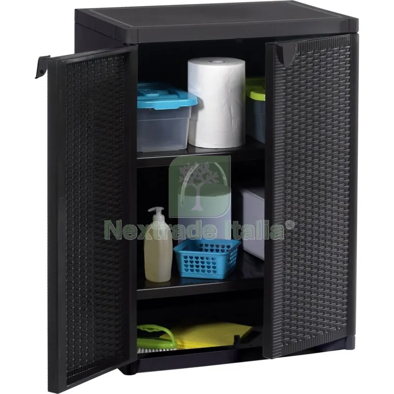 Armadio Rattan CM 65X45X88H 2 Ante 2 Ripiani Interni Antracite — Arredo — rif. FERX.500402 Armadio Rattan CM 65X45X88H 2 Ante 2 Ripiani Interni Antracite — Arredo — rif. FERX.500402