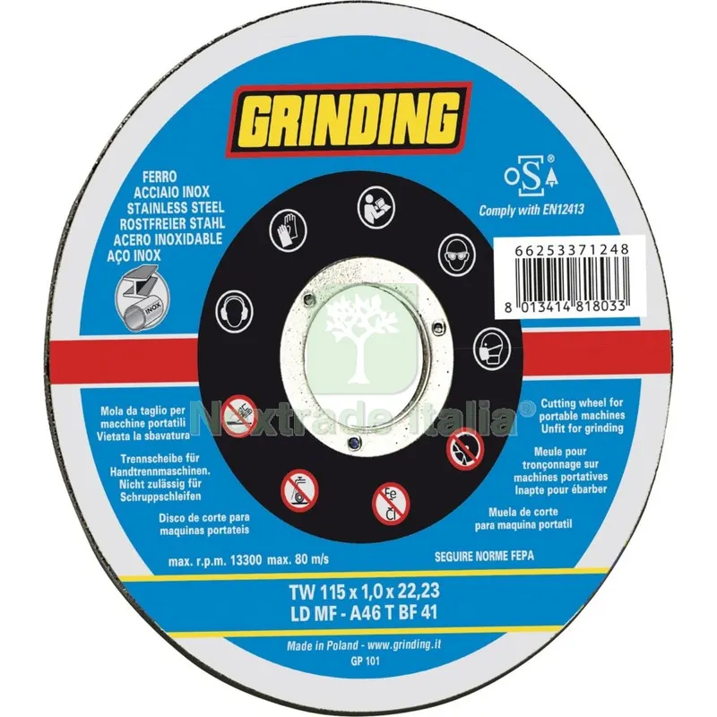 50PZ GRINDING MINIDISCO PIANO PER FERRO D.115X1,0 — Punte, frese e dischi — rif. FERX.500509