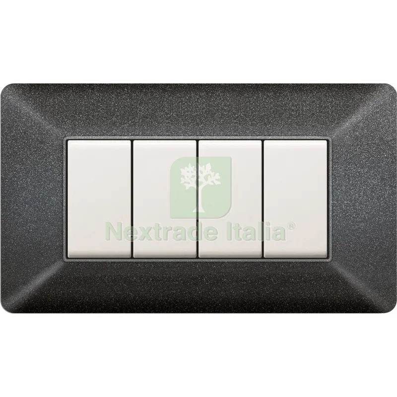 Placca Easy MOD. Matix Grigio Notte 4P — Interruttori e prese — rif. FERX.500564 Placca Easy MOD. Matix Grigio Notte 4P — Interruttori e prese — rif. FERX.500564