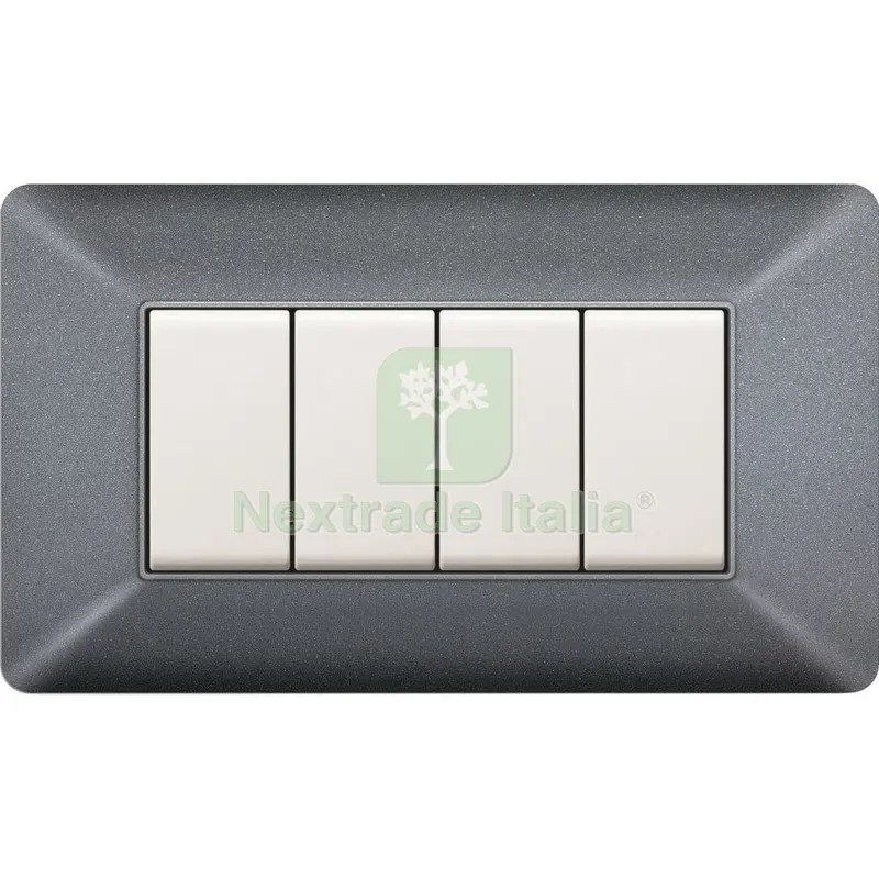 PLACCA EASY MOD. MATIX GRIGIO CHIARO 4P — Interruttori e prese — rif. FERX.500566 PLACCA EASY MOD. MATIX GRIGIO CHIARO 4P — Interruttori e prese — rif. FERX.500566