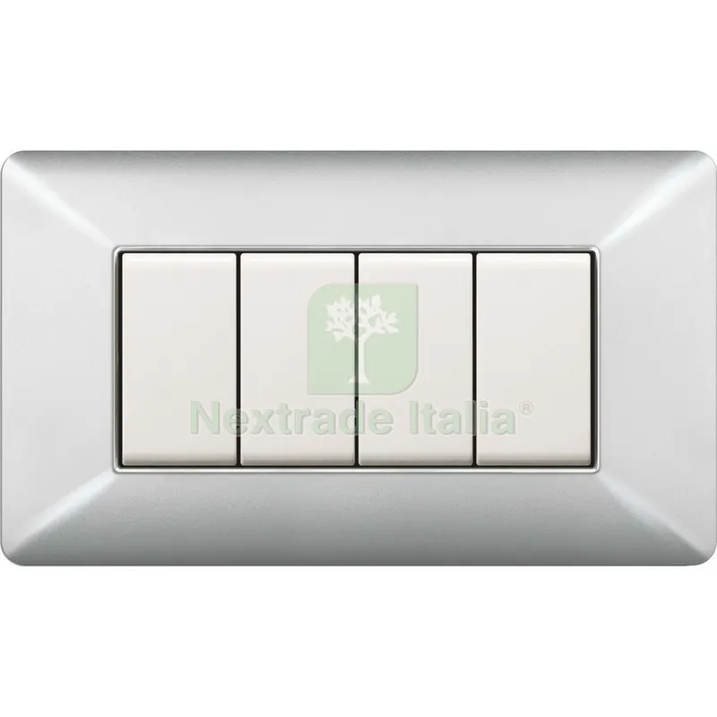 PLACCA EASY MOD. MATIX ALLUMINIO CHIARO 4P — Interruttori e prese — rif. FERX.500568 PLACCA EASY MOD. MATIX ALLUMINIO CHIARO 4P — Interruttori e prese — rif. FERX.500568